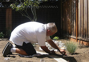 one of our Mansfield drip irrigation techs is installing a new system